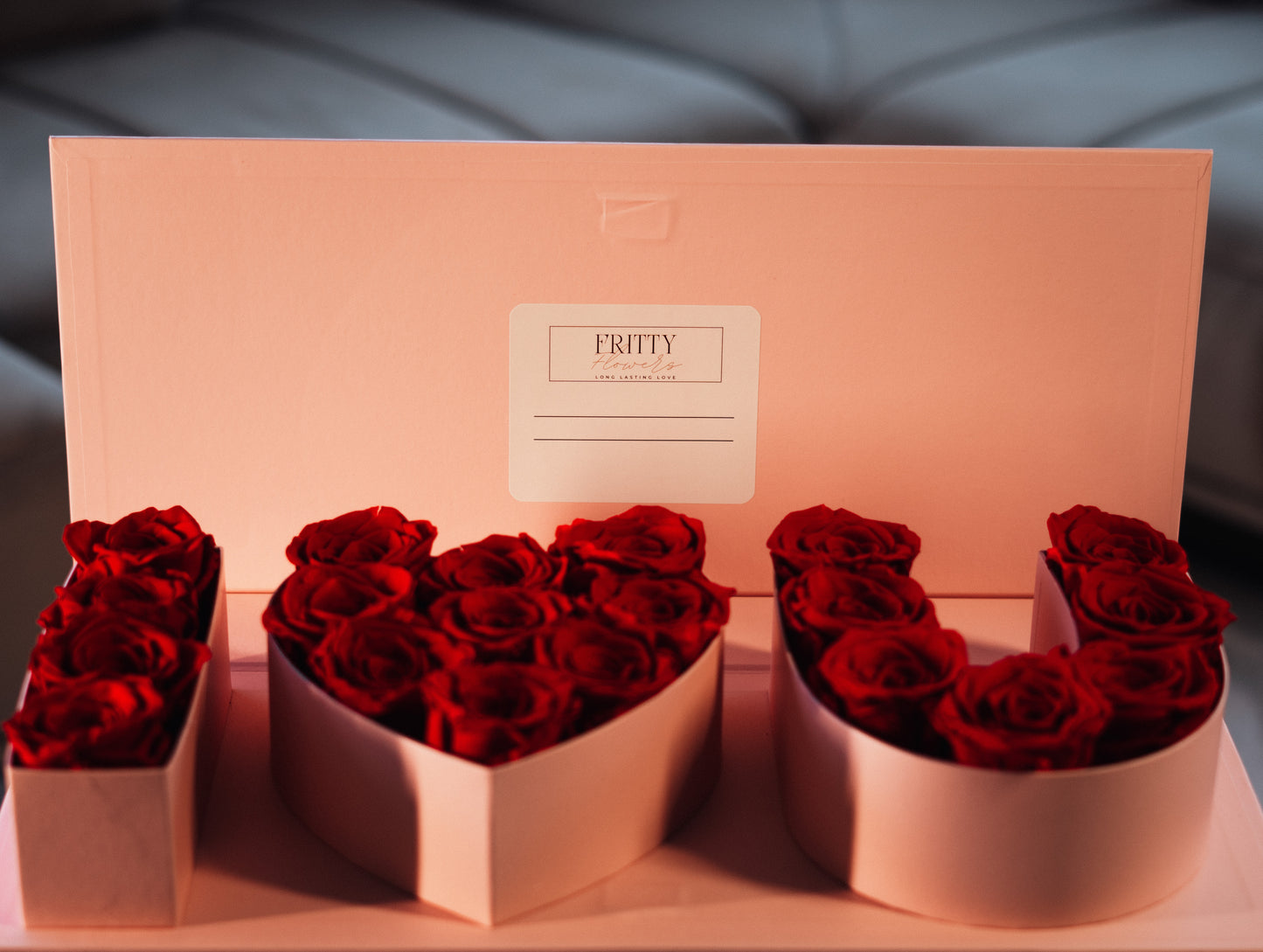 I Love U Box mit echten konservierten Rosen (min. 20 Stück)